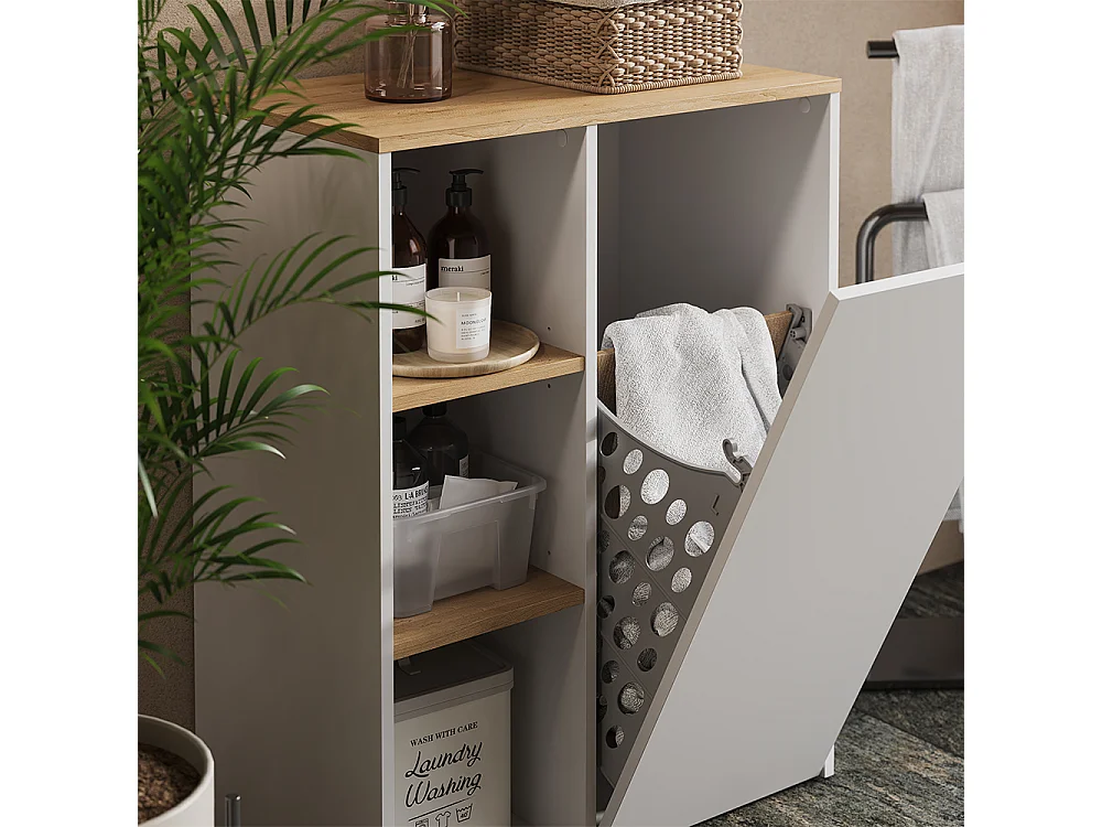 Armoire de salle de bain blanc/artisan 68x40.5x88.2 viktor