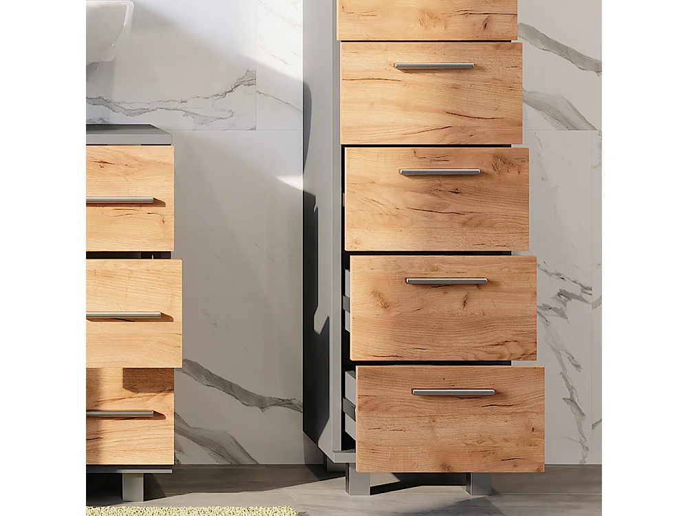 Midischrank anthrazit/goldkraft eiche 30.2x30x95 ilias