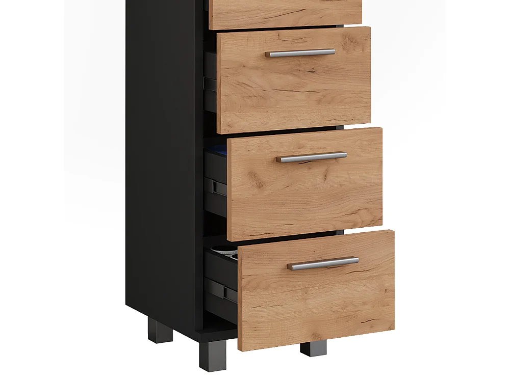 Midischrank anthrazit/goldkraft eiche 30.2x30x95 ilias