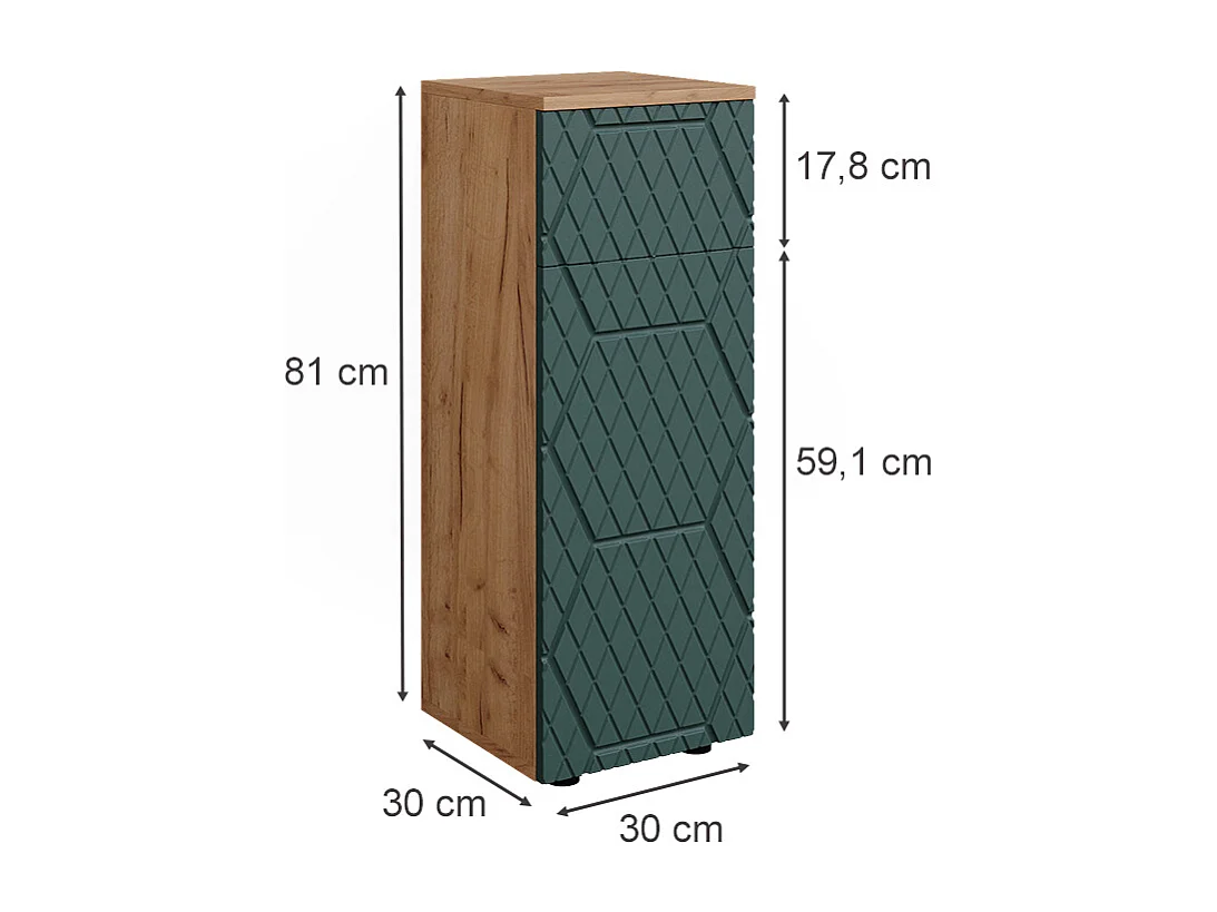 Midischrank grün/goldkraft eiche 30x30x81 irma