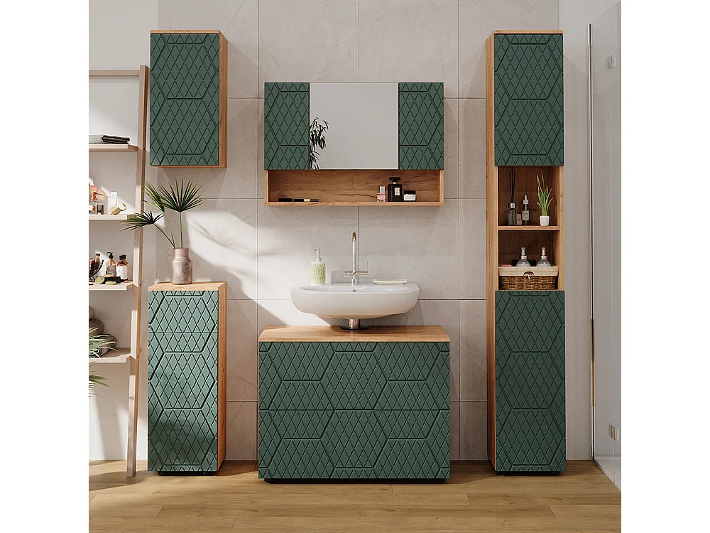 Midischrank grün/goldkraft eiche 30x30x81 irma