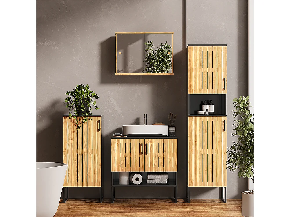 Badschrank bambus 35x31.5x145 vayra