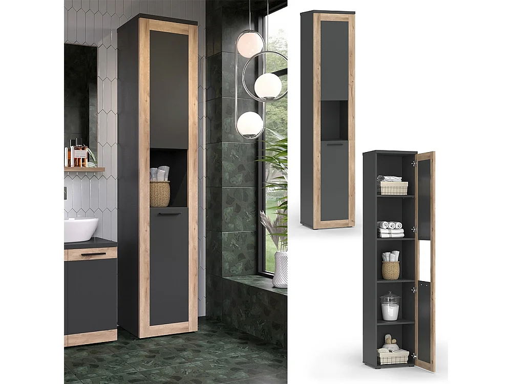 Armoire de salle de bain anthracite 40x34.3x194.3 niko