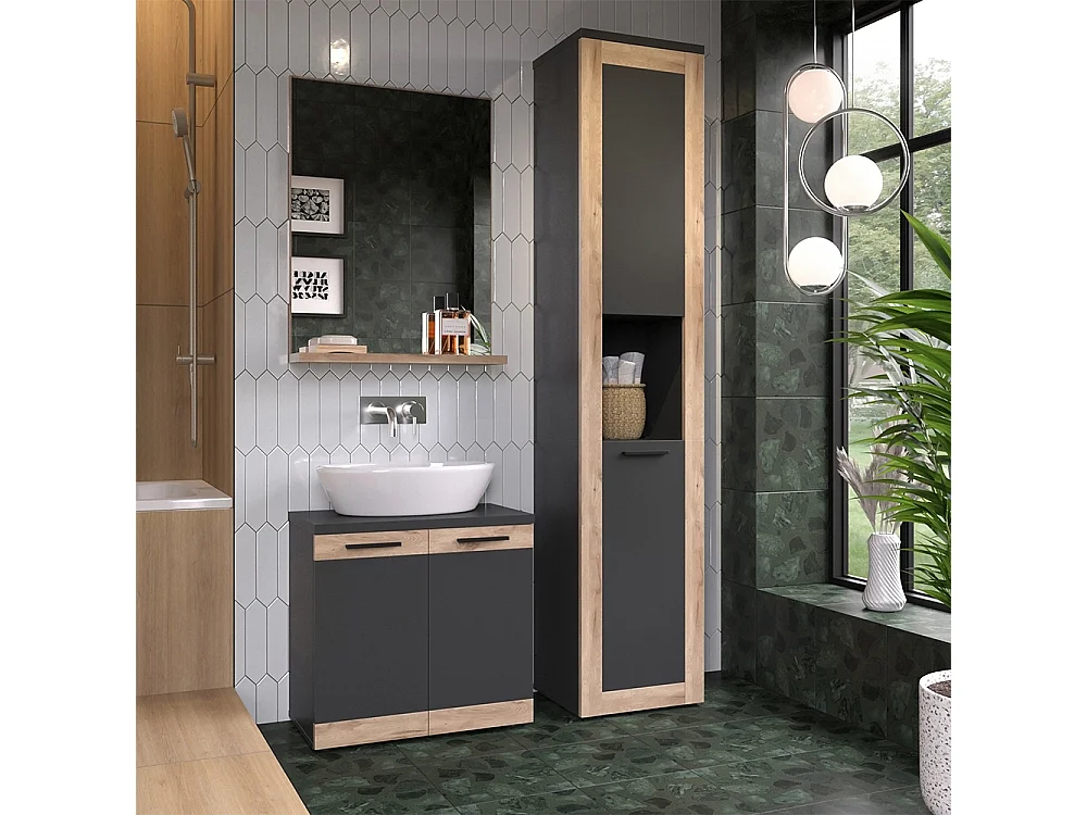 Armoire de salle de bain anthracite 40x34.3x194.3 niko