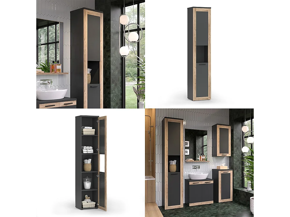Armoire de salle de bain anthracite 40x34.3x194.3 niko