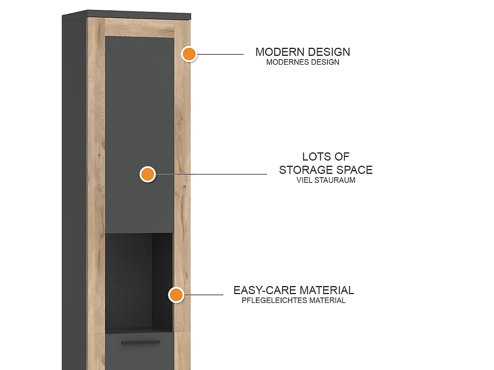 Armoire de salle de bain anthracite 40x34.3x194.3 niko