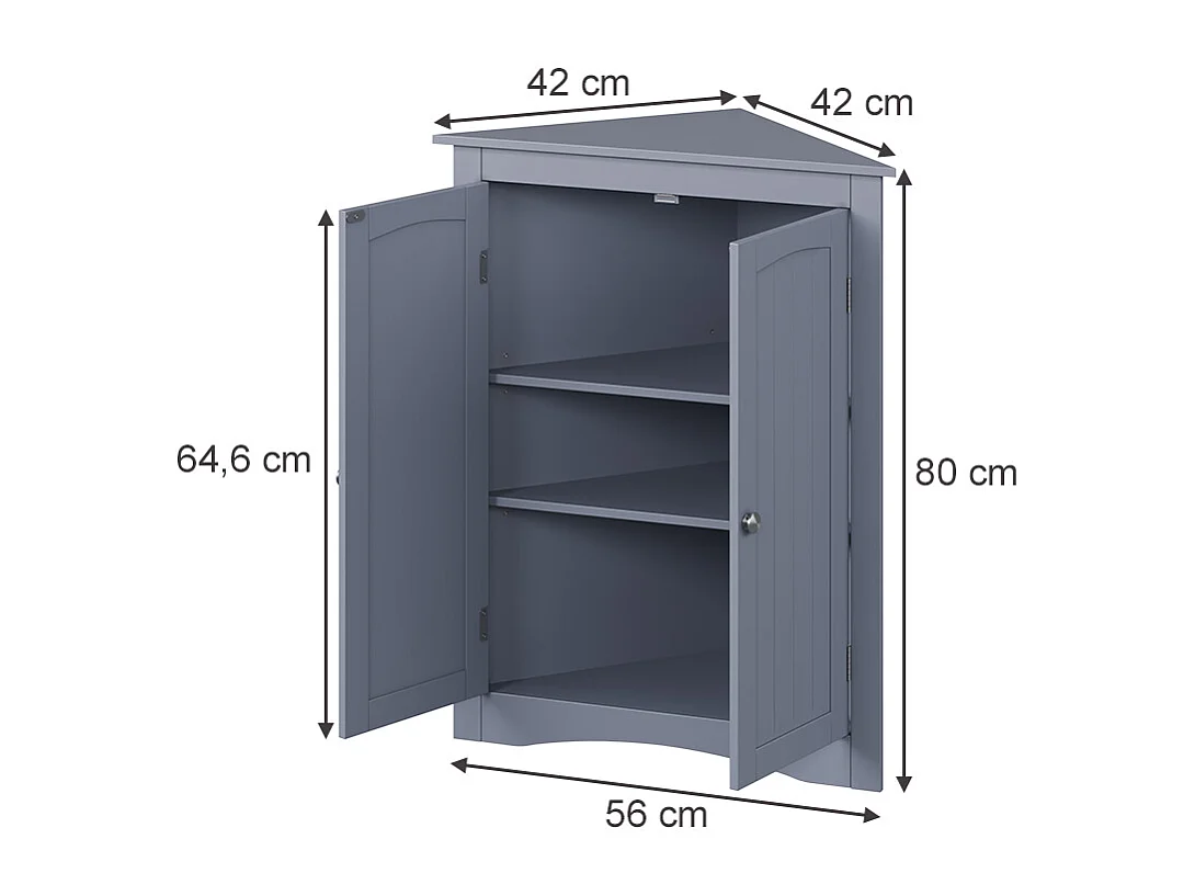 Eckschrank grau 56x42x80 bianco