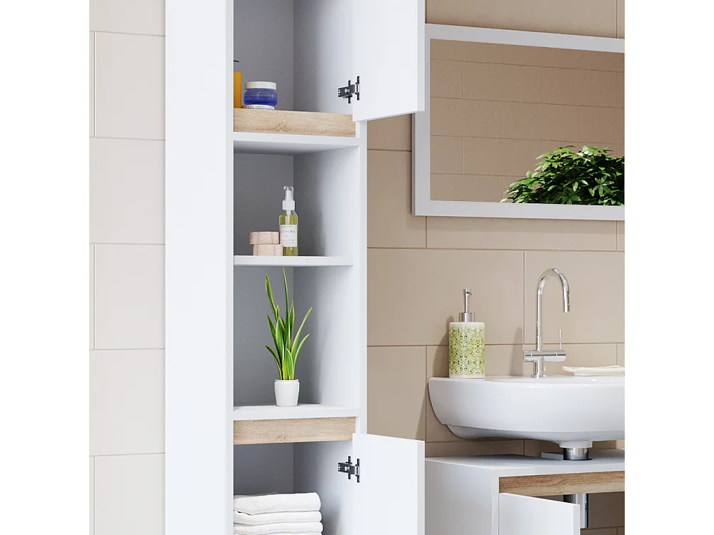 Badschrank weiß/sonoma 30x30x190 emma