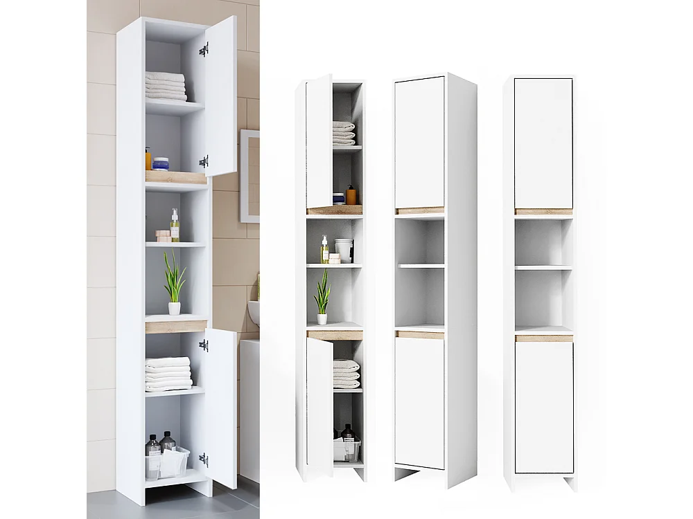 Badschrank weiß/sonoma 30x30x190 emma