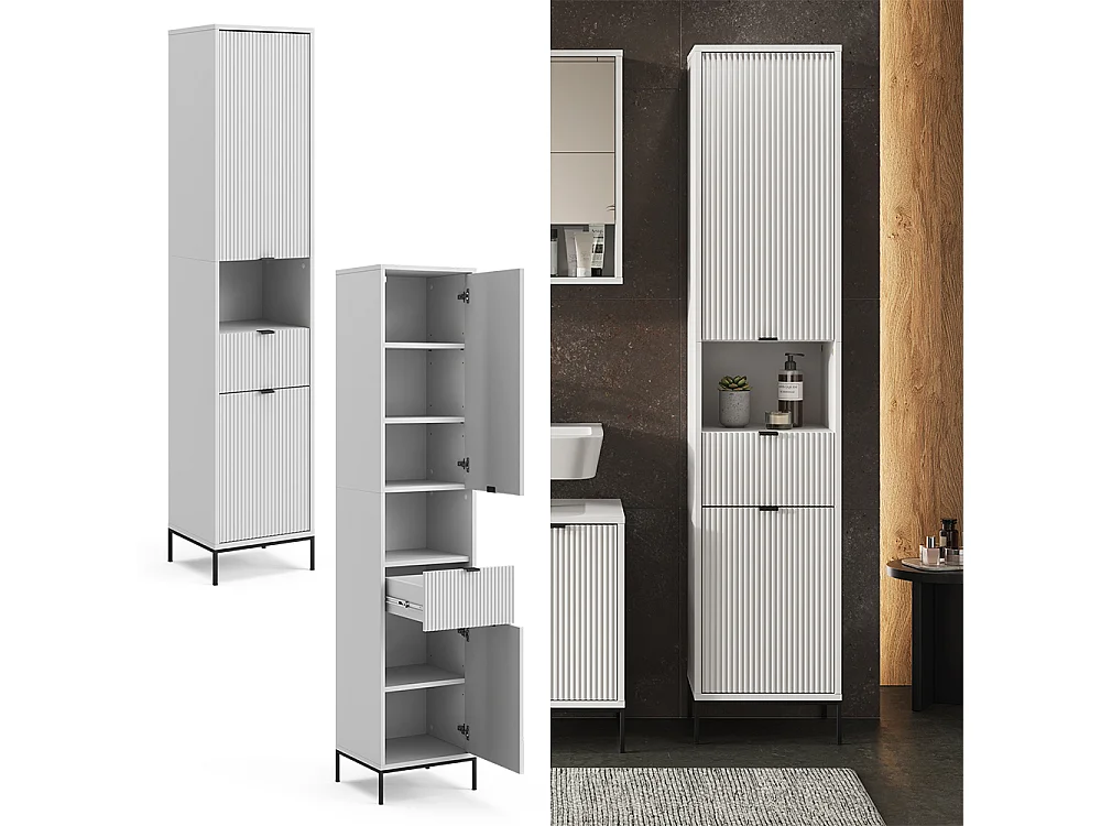 Meuble salle de bain blanc 40x35x190 eliza