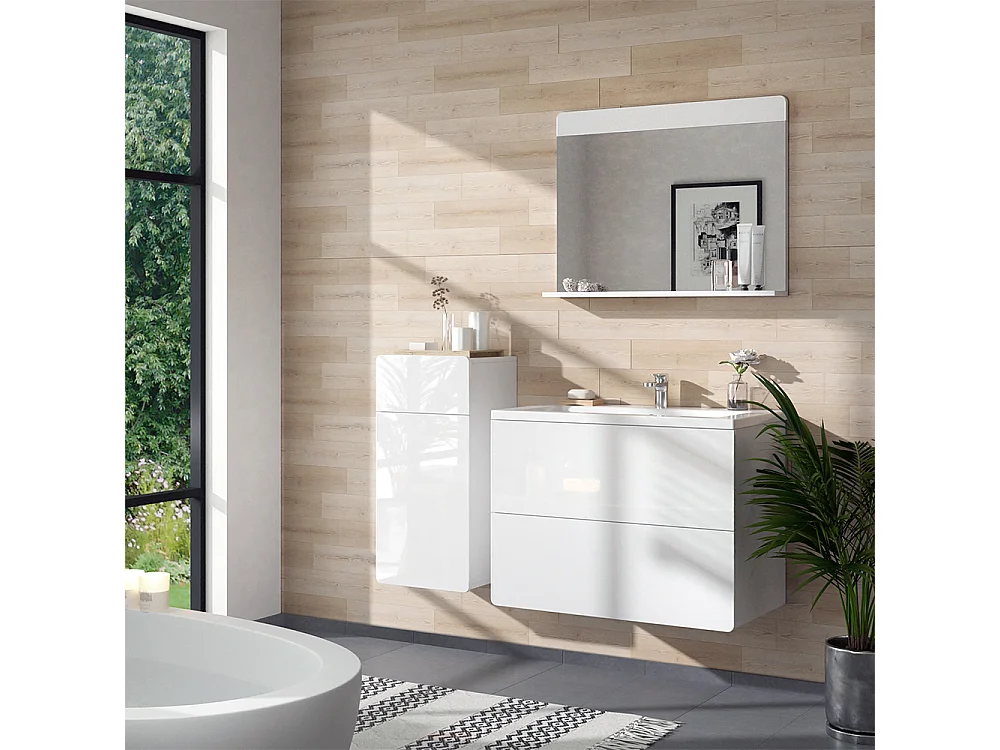 Meuble salle de bain blanc 36.6x32.8x76.6 izan