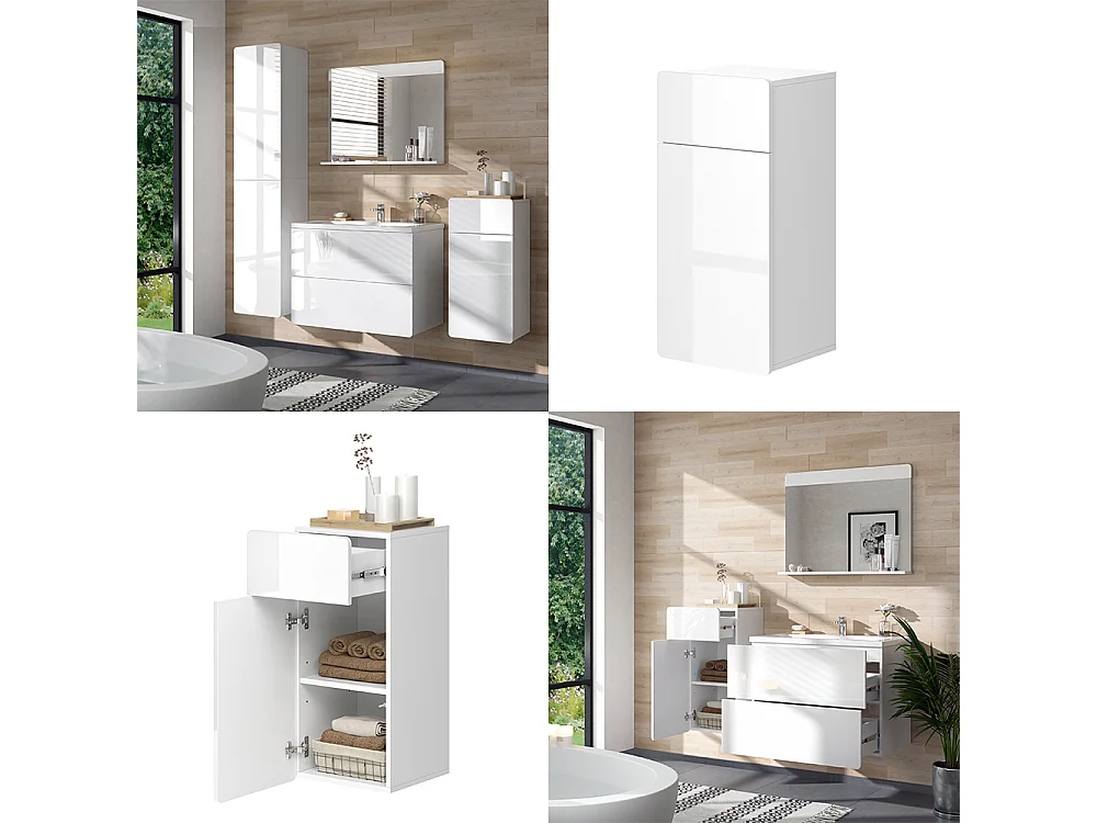 Meuble salle de bain blanc 36.6x32.8x76.6 izan
