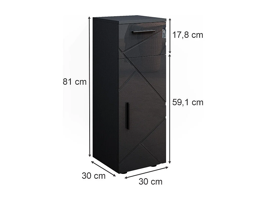 Midischrank anthrazit hochglanz 30x30x81 irma
