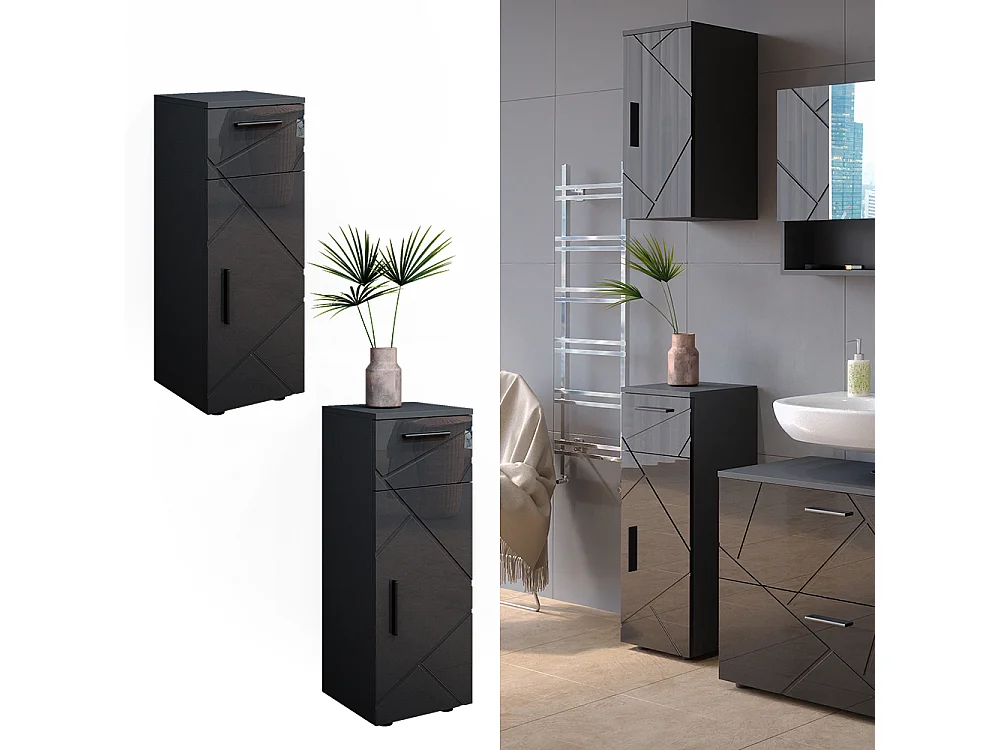 Meuble salle de bain anthracite haute brillance 30x30x81 irma