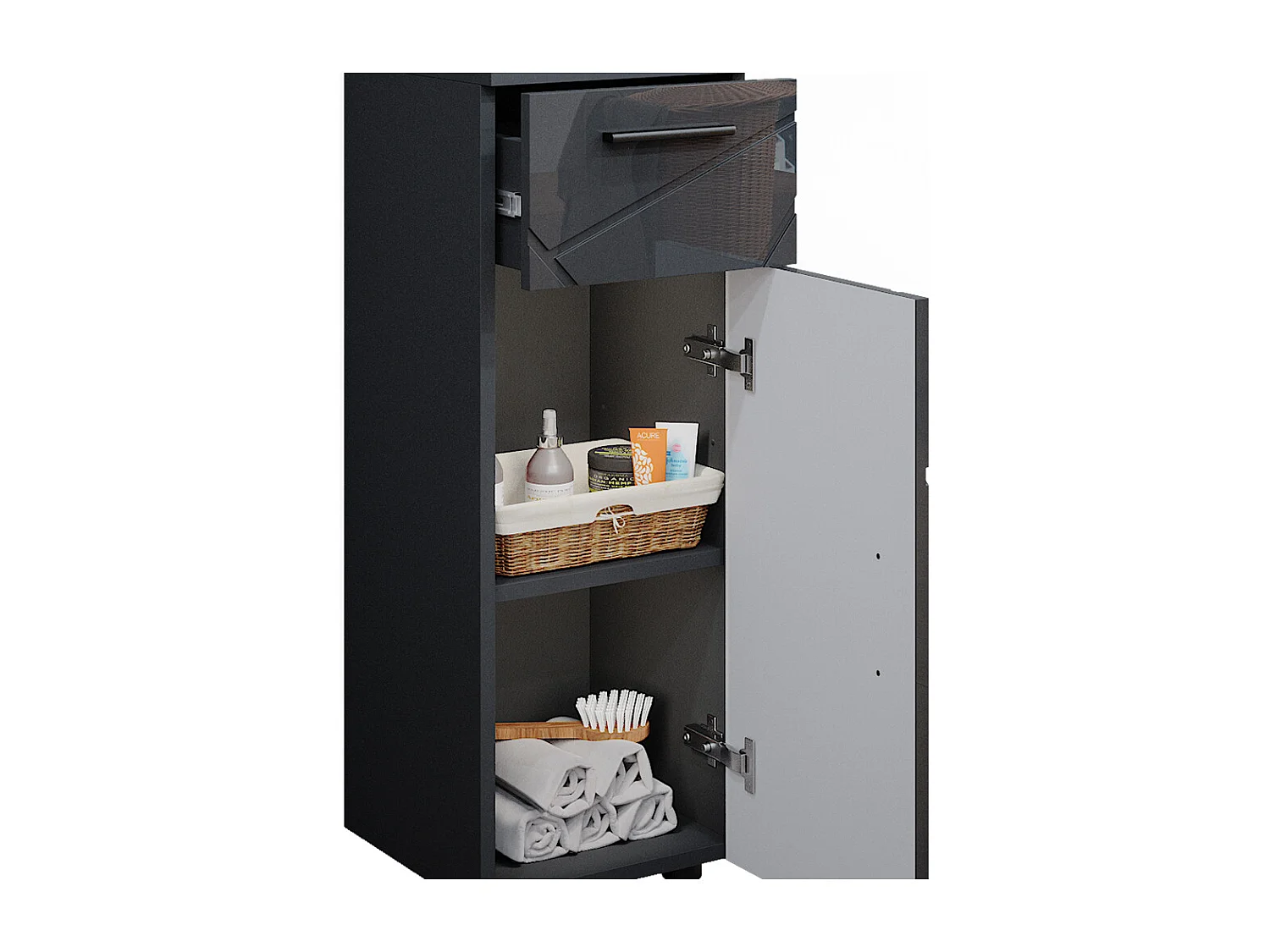 Meuble salle de bain anthracite haute brillance 30x30x81 irma