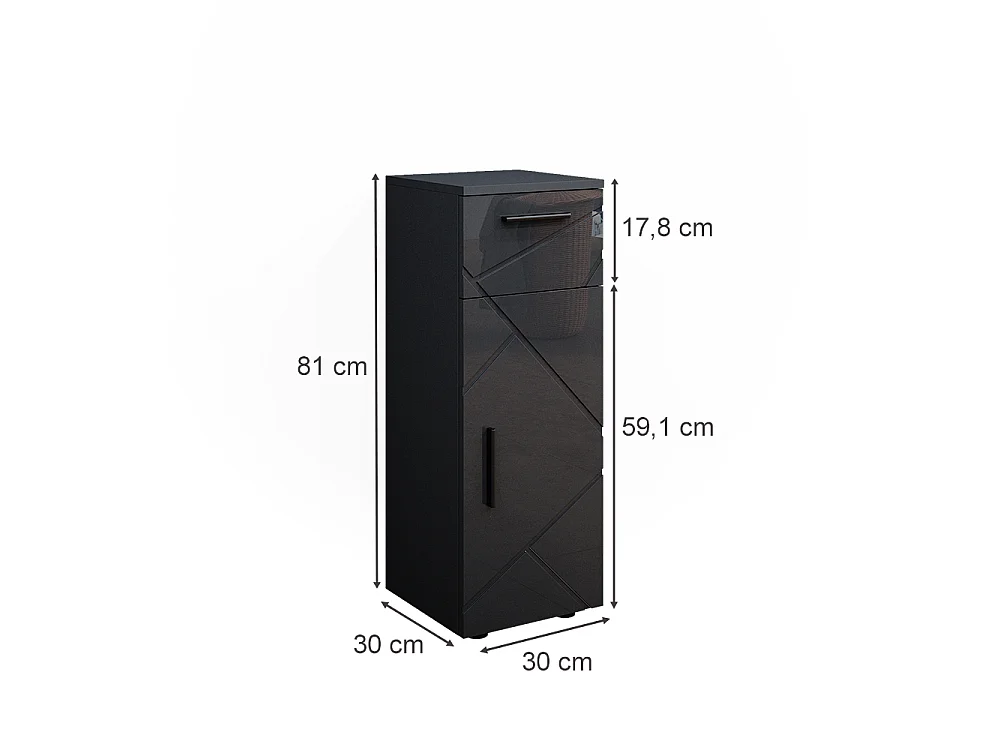 Halfhoge kast antraciet hoogglans 30x30x81 irma