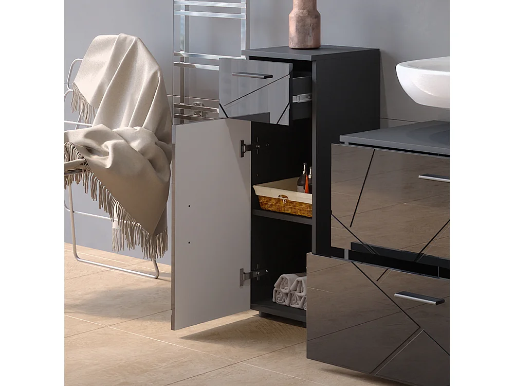 Halfhoge kast antraciet hoogglans 30x30x81 irma