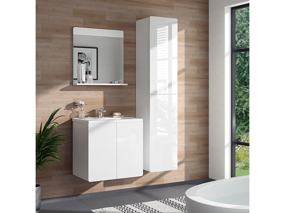 Meuble salle de bain blanc 36.6x33.2x171.6 izan