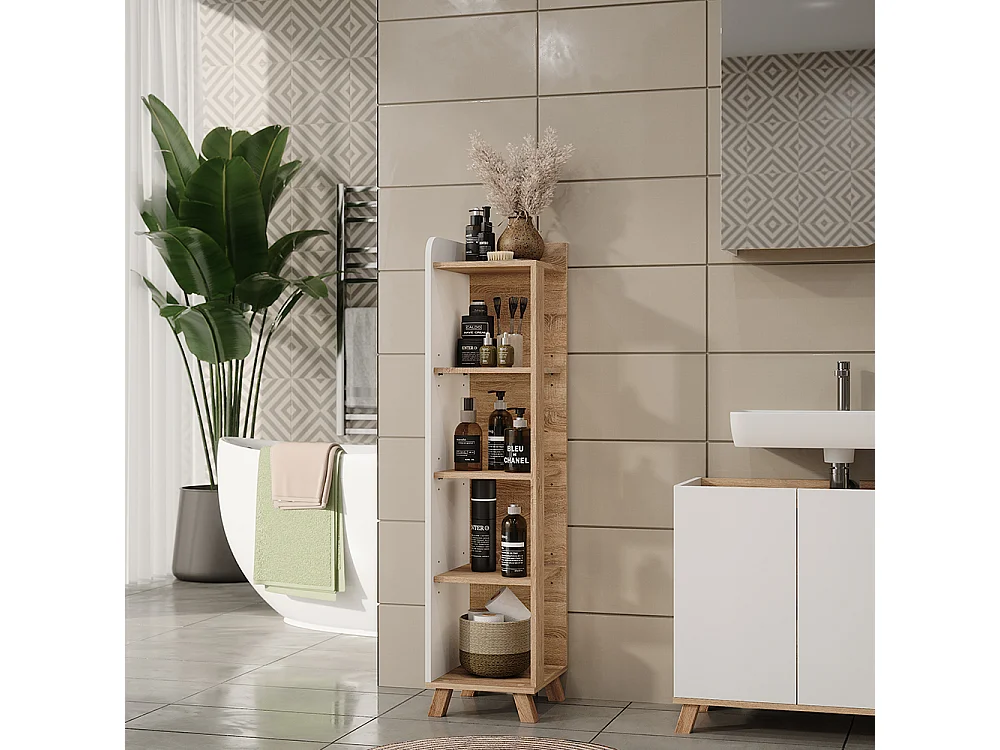 Étagère de salle de bain sonoma/blanc 30x35x128 karen