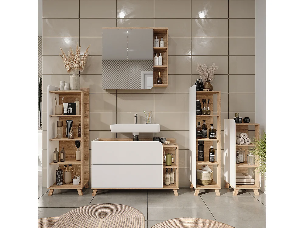 Étagère de salle de bain sonoma/blanc 30x35x128 karen