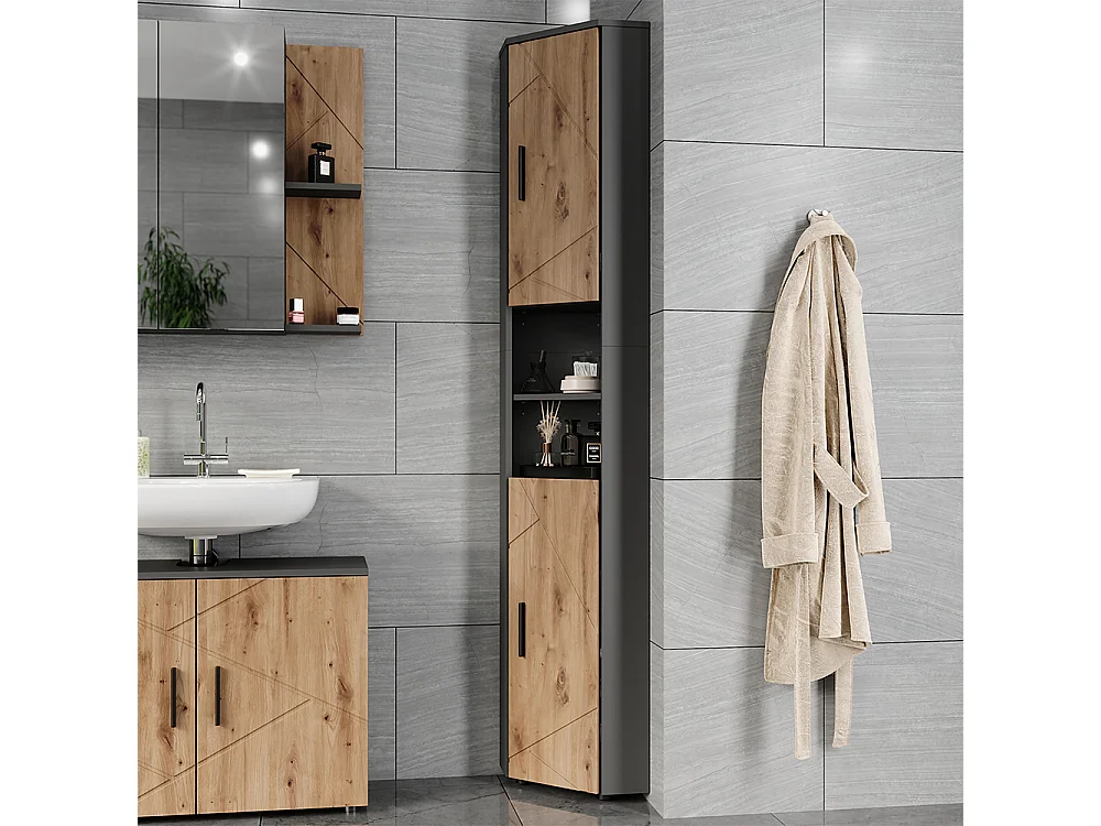 Armoire haute anthracite/artisan 33x33x192 irma