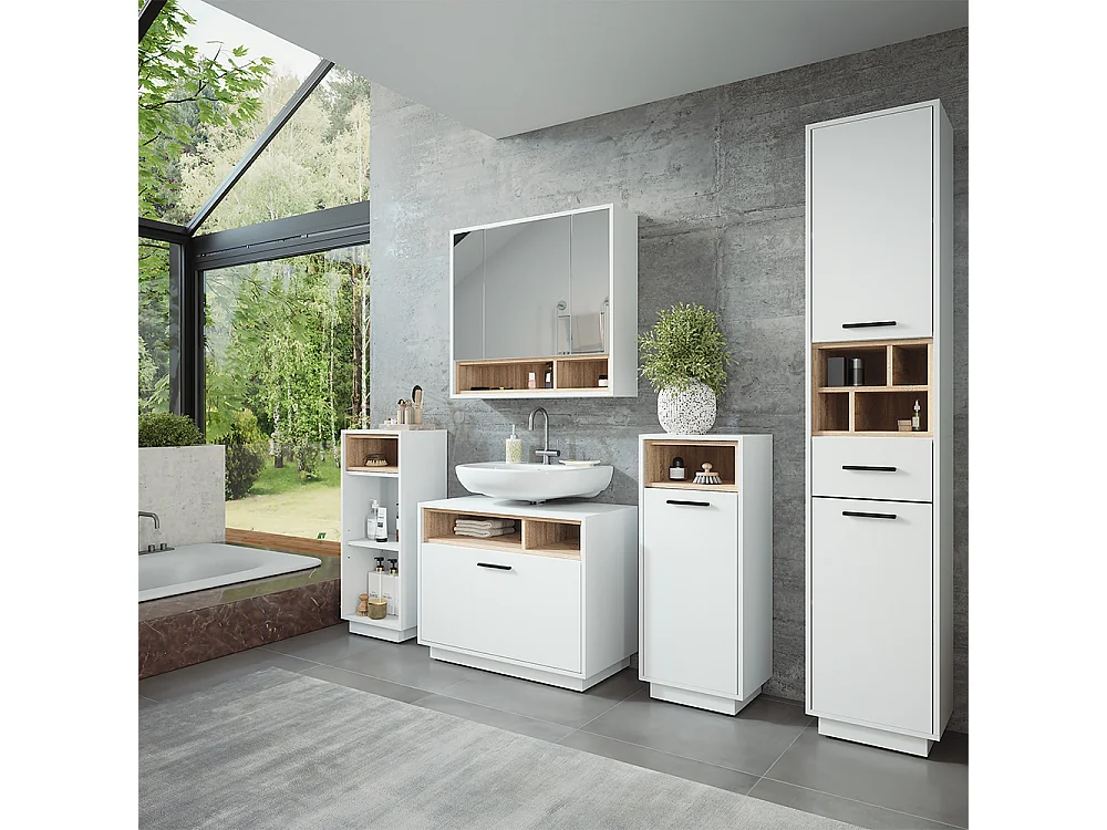 Wäscheschrank weiß/sonoma 38x30x93 beatrice