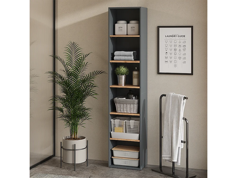 Armoire haute anthracite/chêne doré 40.2x27.3x188.6 viktor