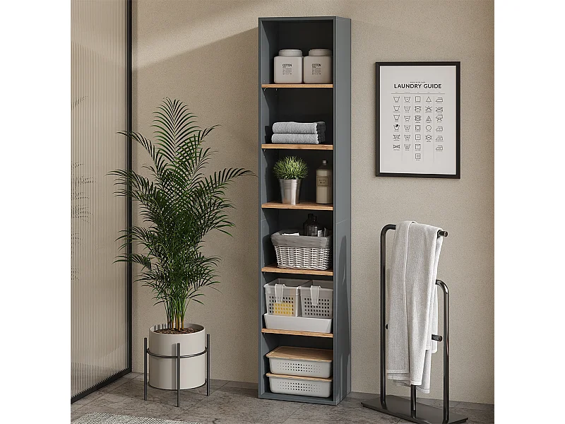 Armoire haute anthracite/chêne doré 40.2x27.3x188.6 viktor