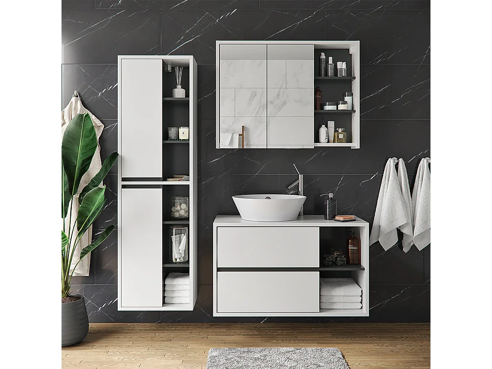 Badschrank weiß 50x33x170 viola