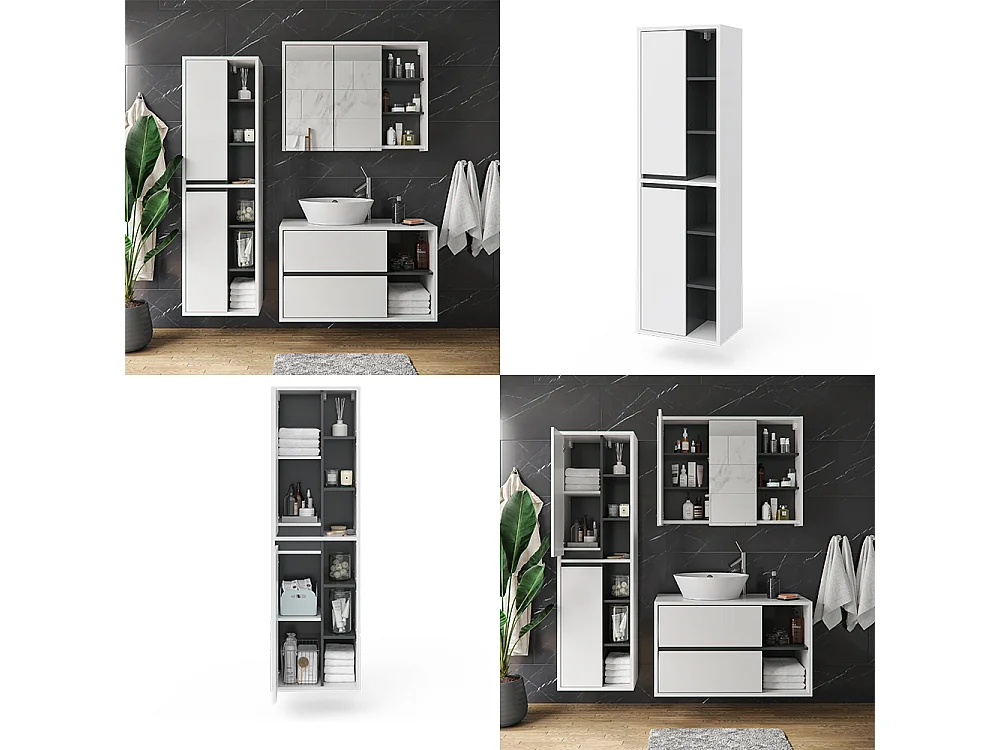 Meuble salle de bain blanc 50x33x170 viola