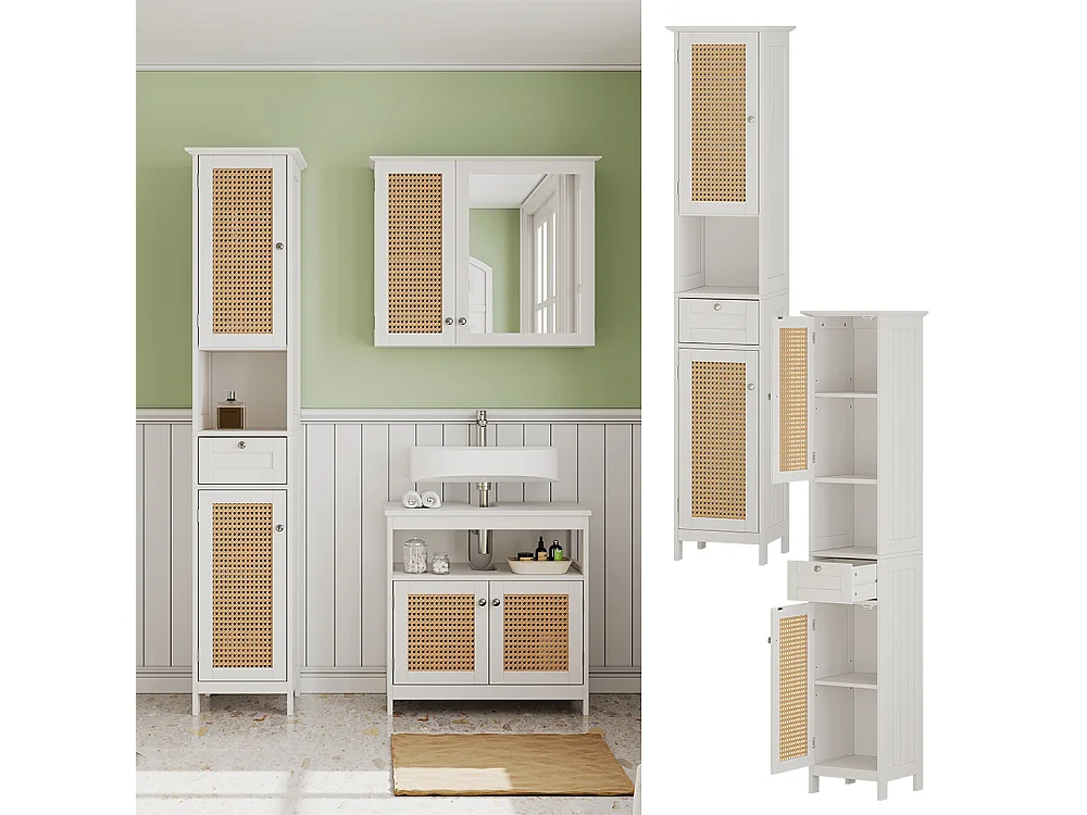 Meuble salle de bain blanc 32x30x170 rosario