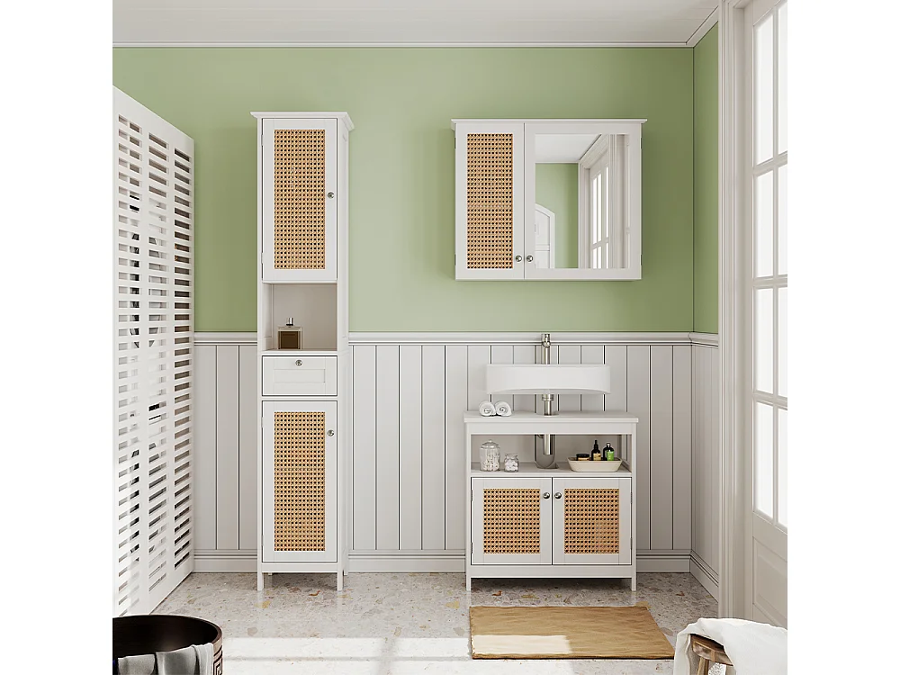 Meuble salle de bain blanc 32x30x170 rosario