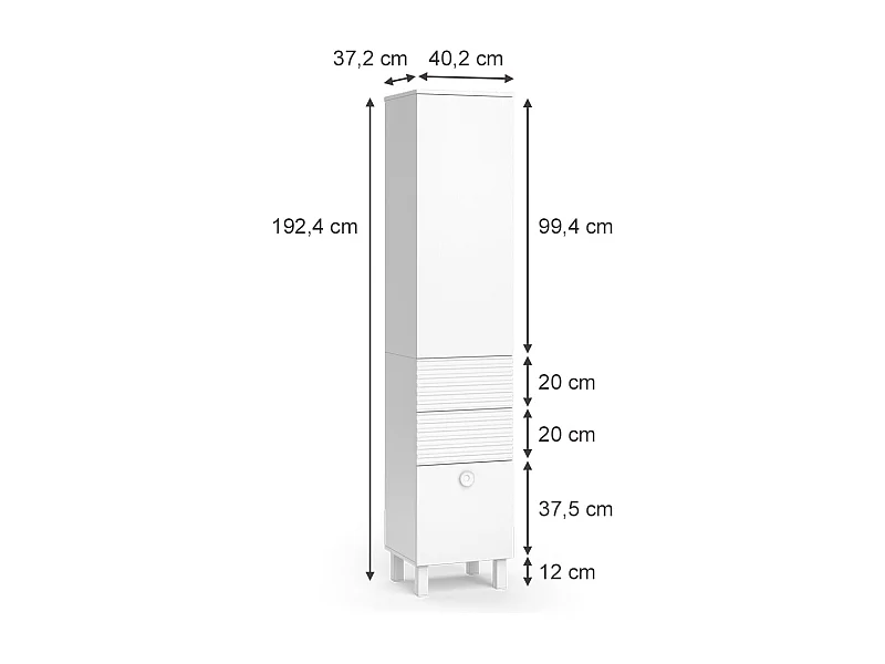 Badschrank weiß 40.2x37.2x192.4 sola