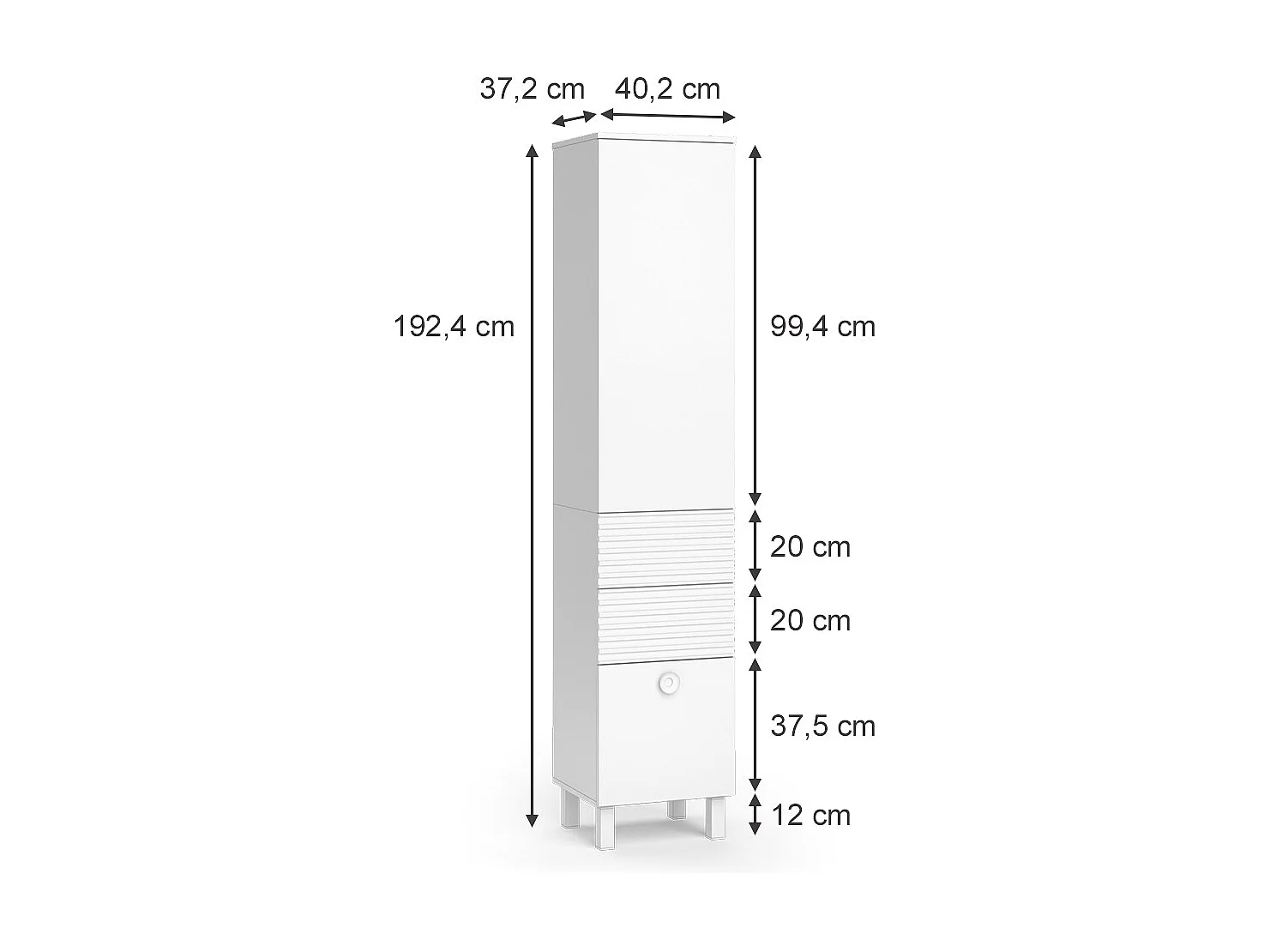 Badschrank weiß 40.2x37.2x192.4 sola