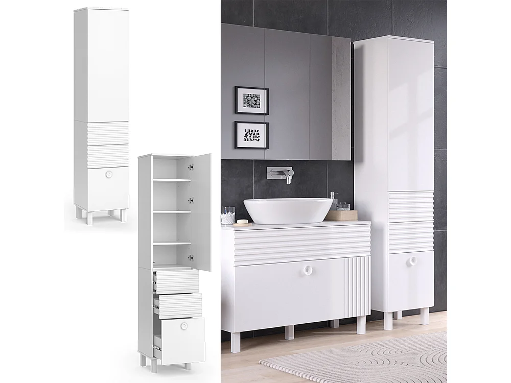 Meuble salle de bain blanc 40.2x37.2x192.4 sola