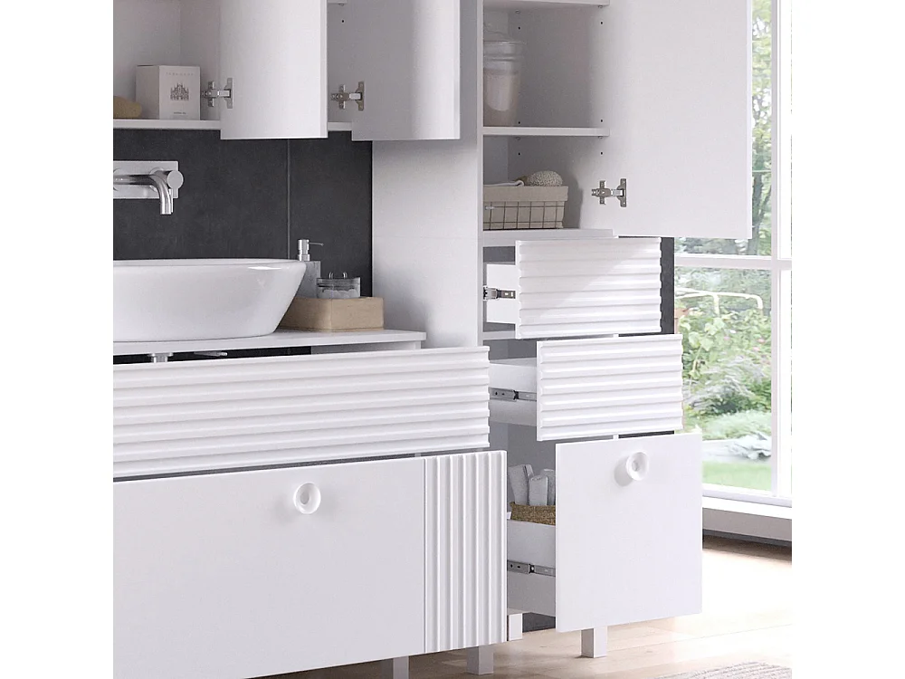 Meuble salle de bain blanc 40.2x37.2x192.4 sola