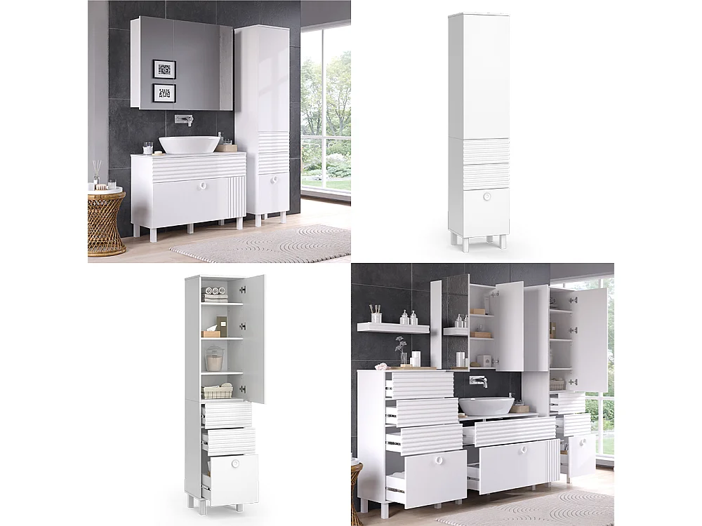 Meuble salle de bain blanc 40.2x37.2x192.4 sola