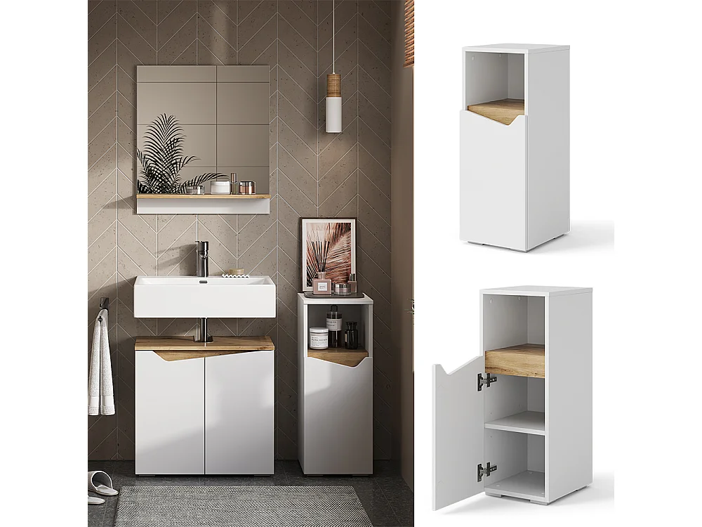 Meuble salle de bain blanc/artisan 30x35x74.5 marelle