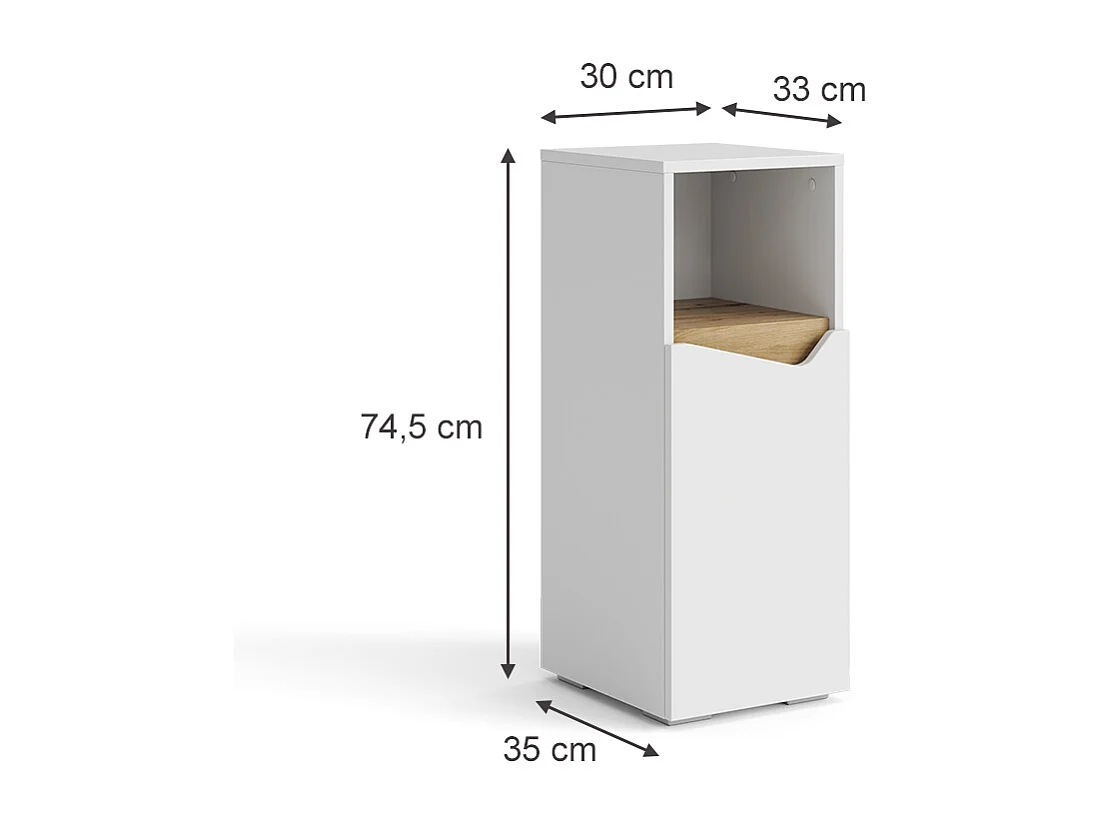 Meuble salle de bain blanc/artisan 30x35x74.5 marelle