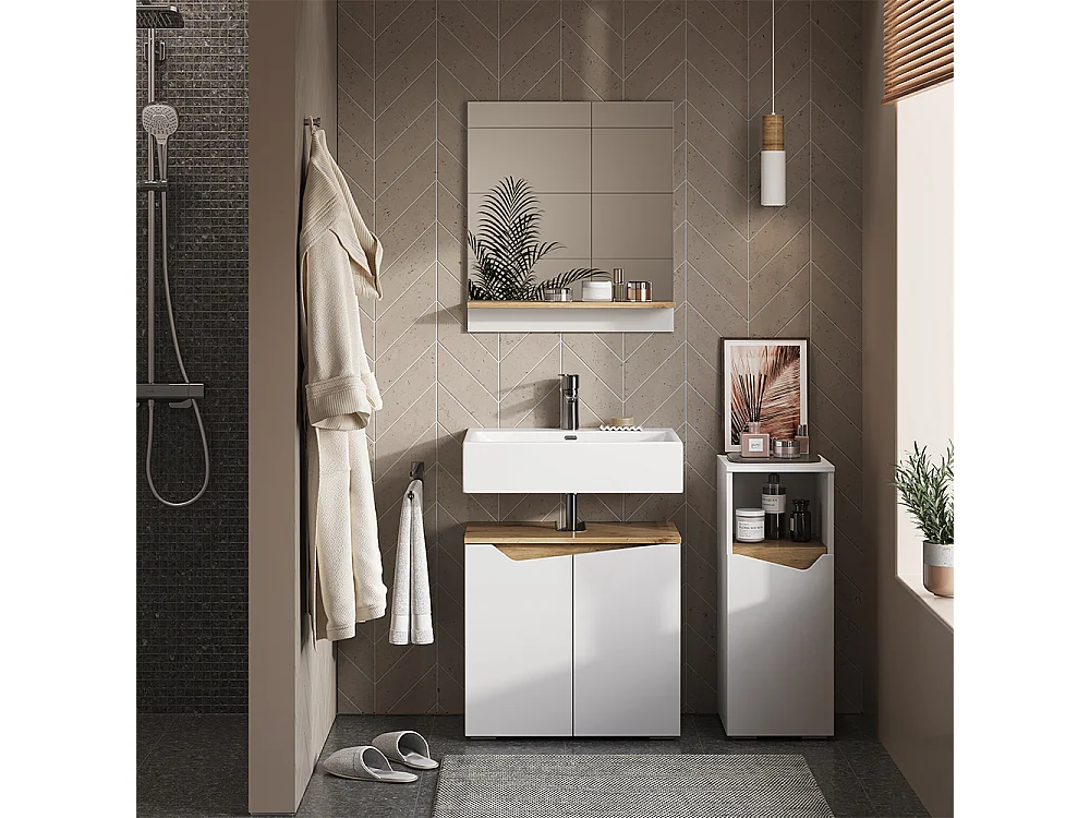 Meuble salle de bain blanc/artisan 30x35x74.5 marelle