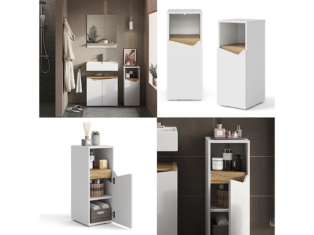 Meuble salle de bain blanc/artisan 30x35x74.5 marelle