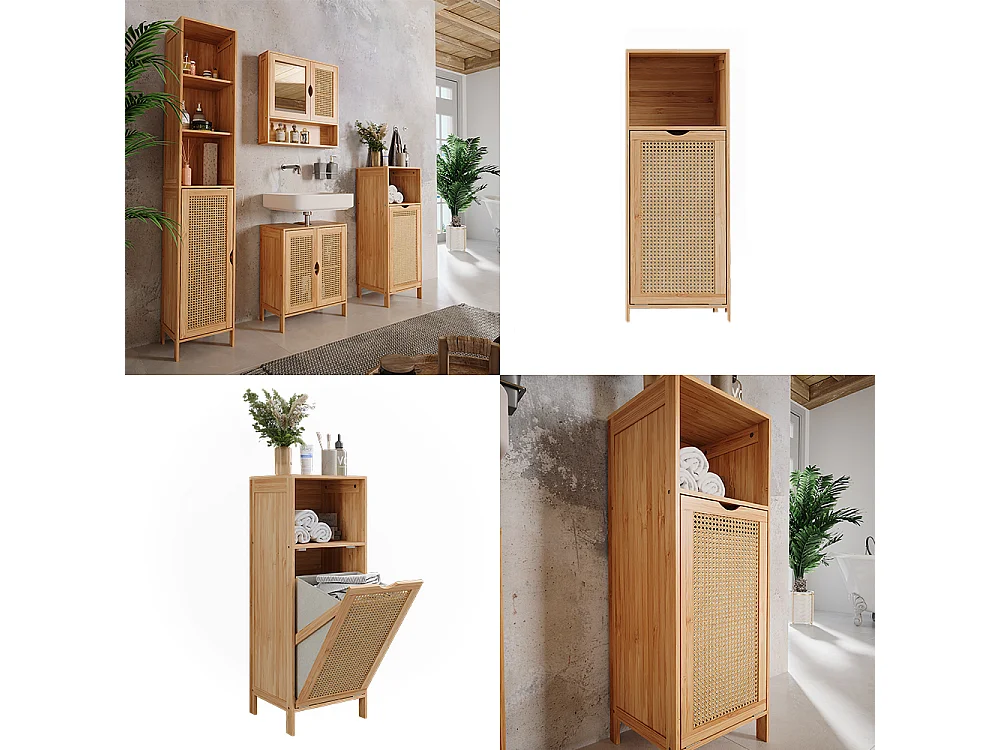 Armoire de salle de bain bambou 36x33x98 liora