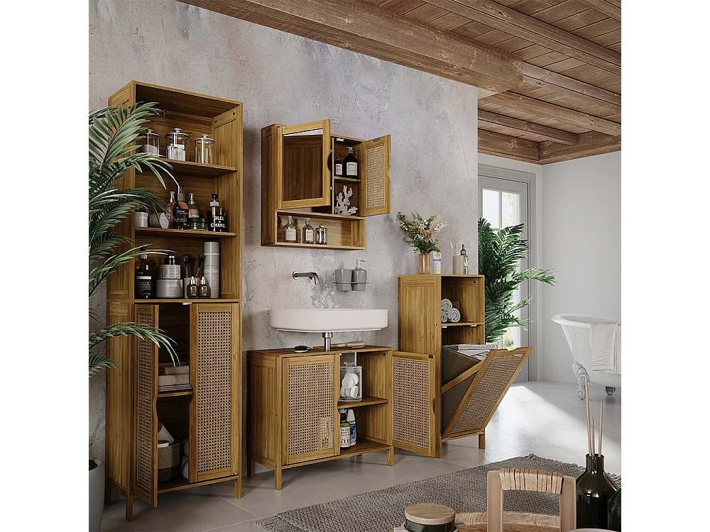 Szafka łazienkowa bambus 36x33x98 liora