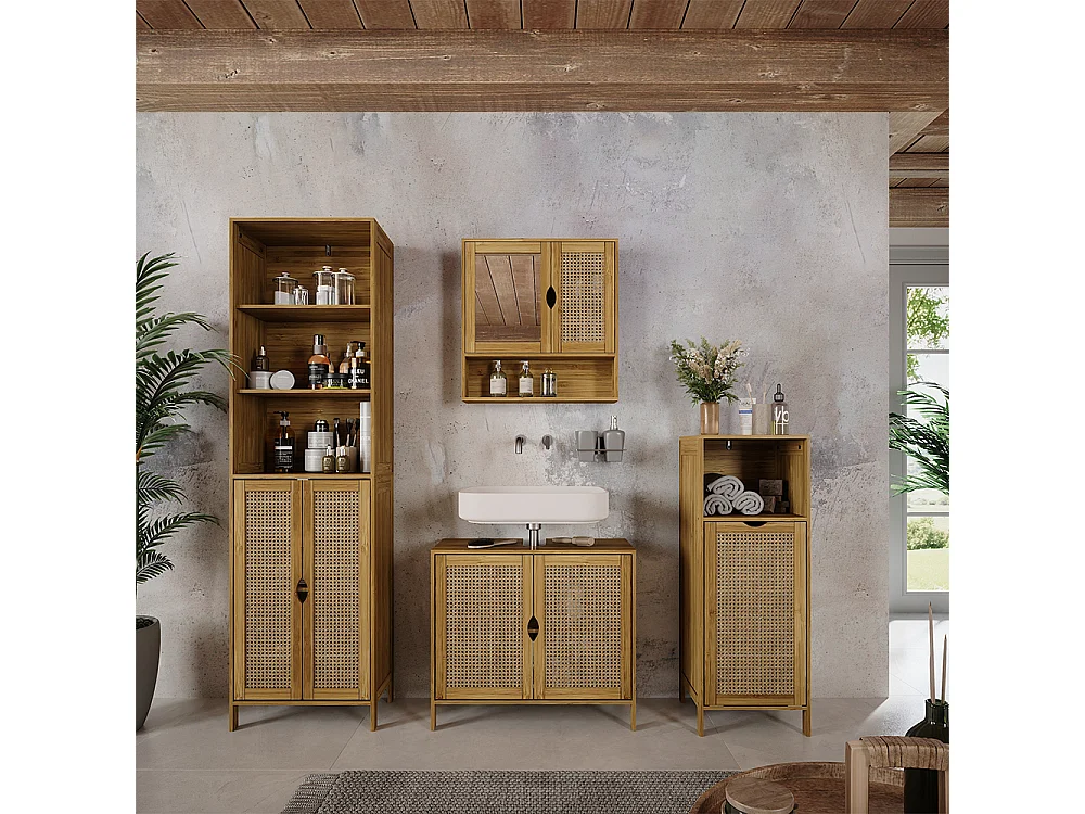 Szafka łazienkowa bambus 36x33x98 liora