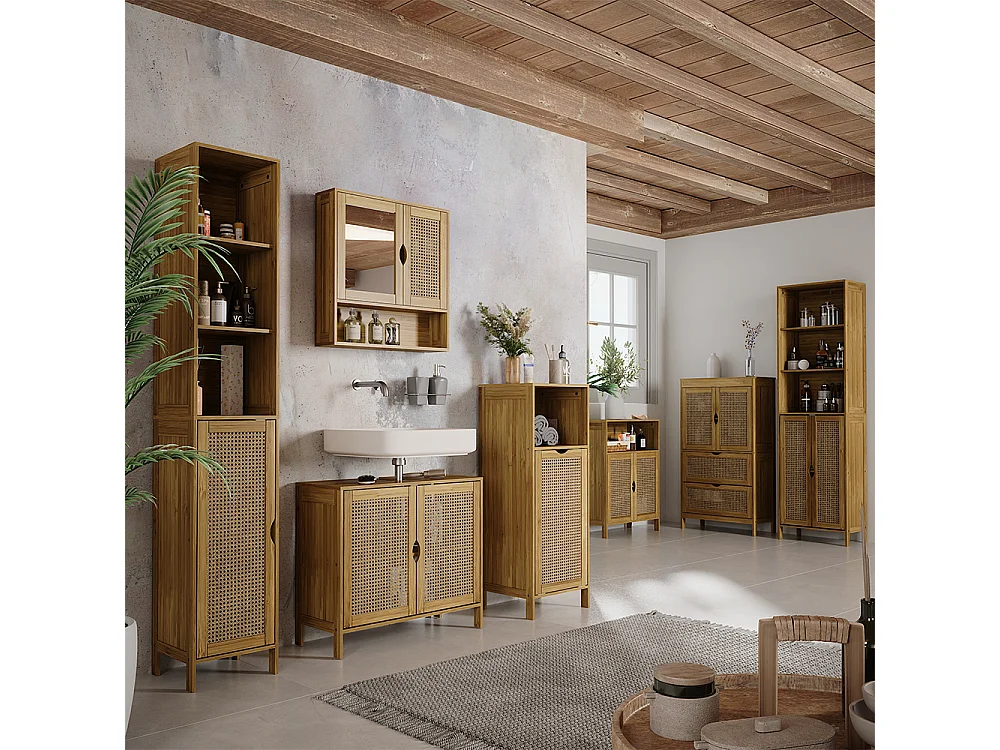 Szafka łazienkowa bambus 36x33x98 liora