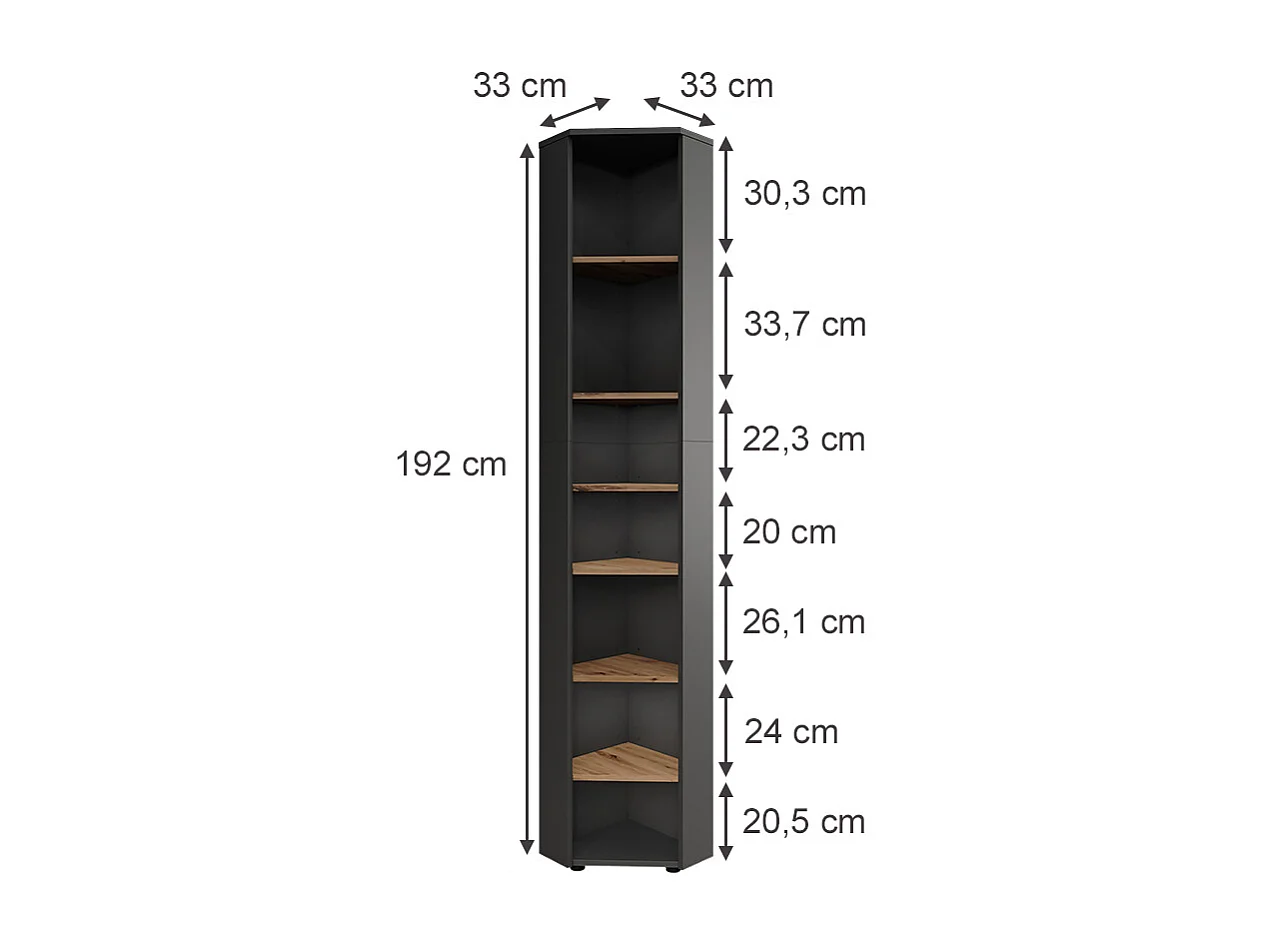 Meuble haut dangle anthracite/artisan 33x33x192 irma