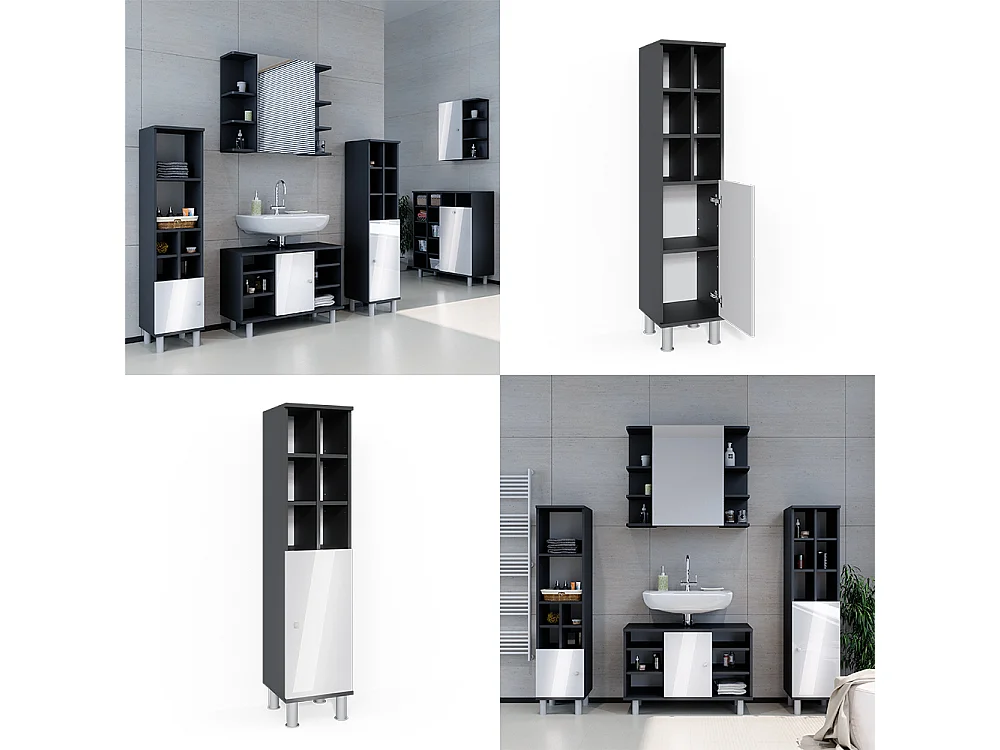 Mobiletto bagno bianco lucido 30x30x130.6 fynn