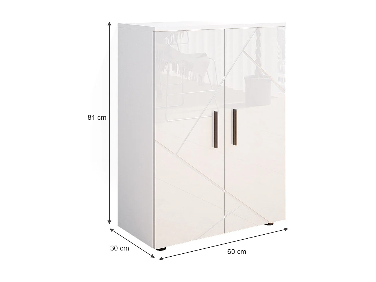 Meuble salle de bain blanc haute brillance 60x30x81 irma