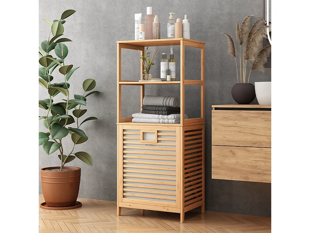 Mobiletto da bagno bambù 48.3x35.5x114 novaro