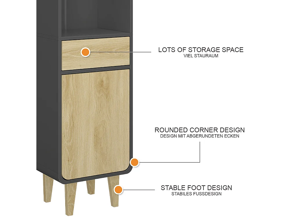 Meuble de salle de bain anthracite/chêne 40x30x161 arla